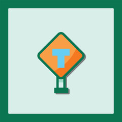 Poster - T-Junction Road Sign Icon: Simple and Clean Vector Graphic