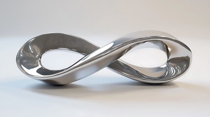 Wall Mural - Realistic 3D model of a M??bius strip in silver tones displayed on white