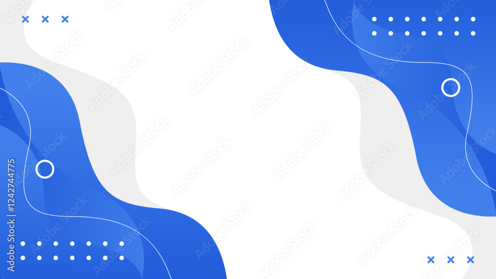 Abstract blue fluid wave background with geometric shapes. Modern ...