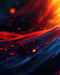 Poster - Colorful Abstract Waves with Light and Bokeh Effects at Night