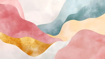 Poster - Vibrant Pastel Landscape with Ethereal Gradient Mountains and Hills