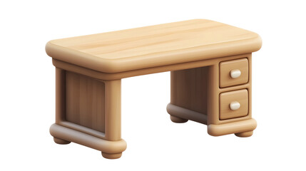 Aufkleber - Wooden Desk with Drawers in Minimalist Home Office Interior