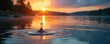 © AiGallery - Water droplets falling on a glassy lake surface at sunrise, lake, drops
