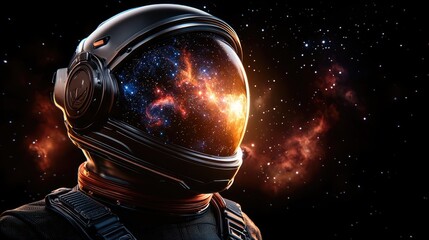 Poster - Astronaut exploring cosmic wonders outer space digital art interstellar environment close-up view galactic imagination