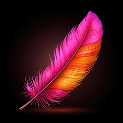 Poster - Vibrant feather display studio setting digital artwork dark background close-up view nature's beauty
