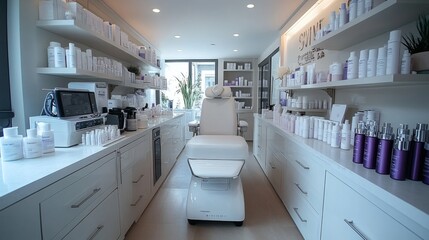 Fototapete - dermatology clinic showcasing treatment tools like microdermabrasion devices diagnostic equipment an