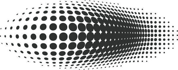 Poster - Dotted shape. Abstract gradient wavy element. Halftone geometric line with gradation texture. Curved dynamic element