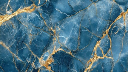 Poster - Blue Marble Texture With Golden Veins