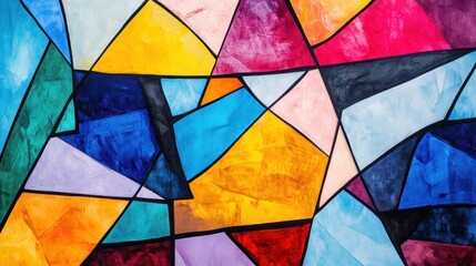 Poster - Abstract Colorful Geometric Art Piece Featuring Vibrant Hues