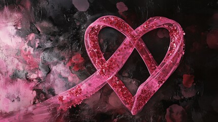 Poster - Pink glitter heart forming an infinity symbol on dark background