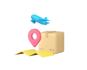 Aufkleber - airmail postal parcel cargo air delivery logistic service 3d icon realistic vector illustration. avi