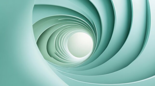 Abstract Green Swirling Pattern with Geometric Shapes and Soft Light Transitions