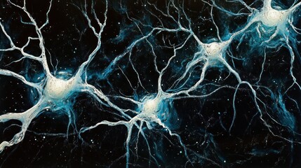 Poster - Abstract Artwork Depicting Interconnected Neurons Resembling a Cosmic Nebula