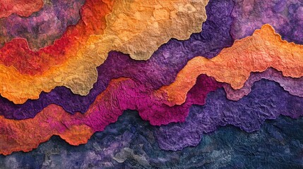 Poster - Abstract Textured Layered Landscape Artwork In Warm And Cool Tones