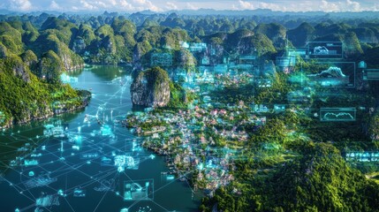 Poster - Smart City Integrated Within Lush Karst Mountainscape
