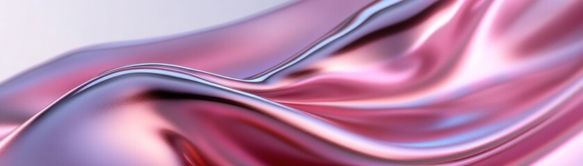 Poster - A vibrant crimson red satin fabric shines with soft light reflections, highlighting its rich, silky texture and graceful folds that elegantly frame a space for text