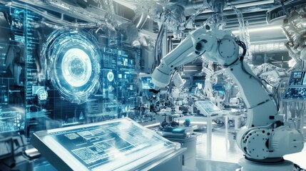 Poster - Advanced Robotics System In A Futuristic Factory Setting