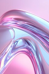 Poster - a fluid chrome surface transitions through shades of silver, pink, and purple neon light, offering a