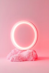 Poster - A striking visual features a gradient shifting from deep crimson to vibrant pink, accentuated by a glowing neon edge. The center area remains clear for typography, perfect for promotional purposes