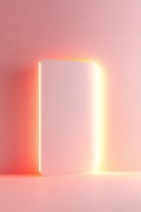 Poster - smooth gradient blends deep crimson into bright pink, framed with subtle neon glow. center space rem