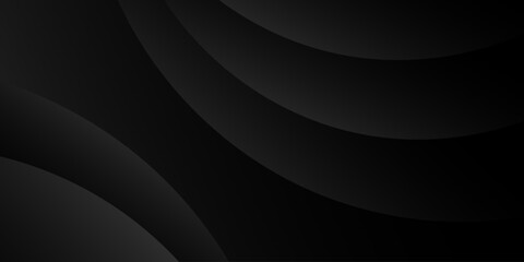 Wall Mural - dark black background abstract 3d geometric with wave effect decoration. vector illustration