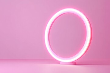 Poster - A smooth gradient flows from deep crimson to bright pink, featuring a glowing neon edge effect. The center remains blank, perfect for vibrant typography and creative designs