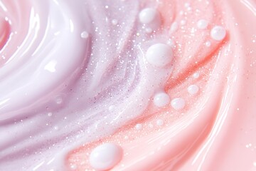 Poster - A gentle blend of coral and lavender hues flows together, enhanced by sparkling droplets that evoke a magical, dreamy atmosphere. This delightful design invites serenity