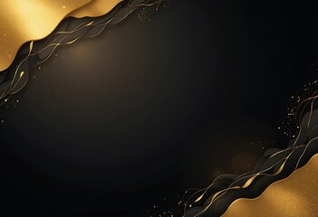 Aufkleber - Abstract Gold and Black Wave Design Background