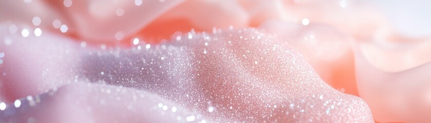 Poster - Soft pastel gradient blends coral and lavender tones, enhanced by scattered glitter droplets that resemble dew, offering a light and whimsical feel perfect for creative projects