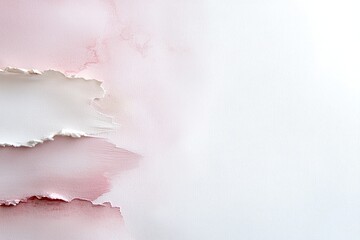Poster - Soft pink watercolor hues blend seamlessly into a clean white area, creating a tranquil and artistic backdrop ideal for text and design elements, enhancing visual appeal