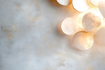 Poster - this enchanting abstract design showcases blurred circles of light in warm yellow tones. the dreamy 