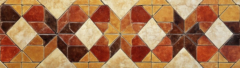 Poster - Geometric Tile Pattern In Earthy Brown Tones