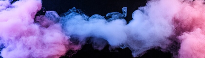 Poster - a striking composition featuring swirling smoke in shades of purple, pink, and blue creates a dynami