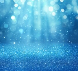 Wall Mural - Blue glitter background, bokeh lights, winter scene, holiday design