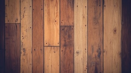 Aufkleber - Reclaimed Wood Planks Rustic Brown Background