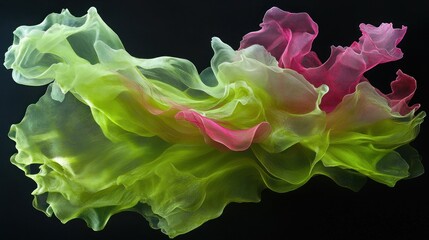 Aufkleber - Abstract swirling fabric in lime green and pink hues
