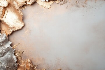 Poster - A stunning interplay of smoky textures in gold, silver, and bronze encircles a soft gradient background, creating a rich, luxurious visual effect perfect for various design applications