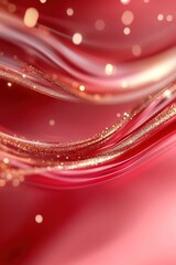 Poster - The artwork features a rich red backdrop with smooth abstract gold streaks gracefully flowing across the frame