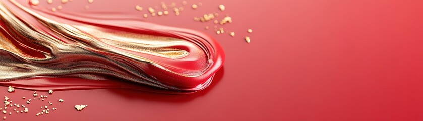 Poster - A rich red backdrop featuring flowing gold streaks blends seamlessly into the edges, creating an eye-catching setting ideal for promoting art exhibits or creative projects
