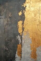 Wall Mural - Wall art, minimalist, with textured paint in shades of grey and gold. 