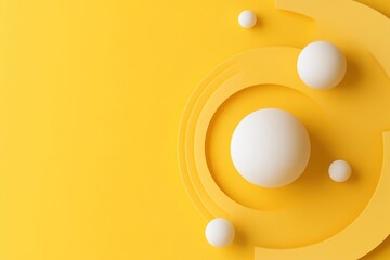 Poster - shapes in different shades of yellow create a dynamic composition against a bright yellow background
