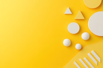 Poster - various minimalistic abstract shapes in shades of yellow are arranged on a sunny yellow background. 