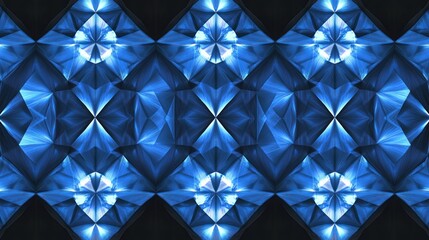 Poster - Abstract Blue Crystal Geometric Pattern Design