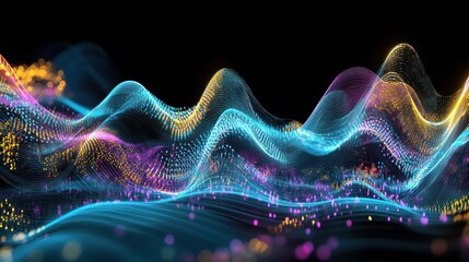 Aufkleber - Abstract Colorful Light Waves Flowing Dynamically