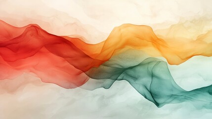 Poster - Abstract Flowing Colors with Soft Hues in Red, Orange, Green, and Cream Tones Creating a Dreamy Background Effect