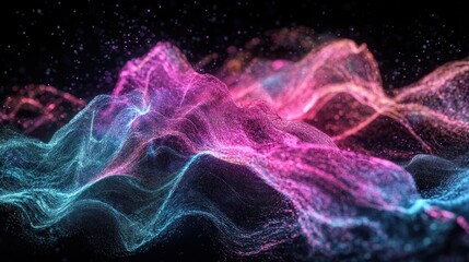 Poster - Abstract Colorful Particle Wave Formation