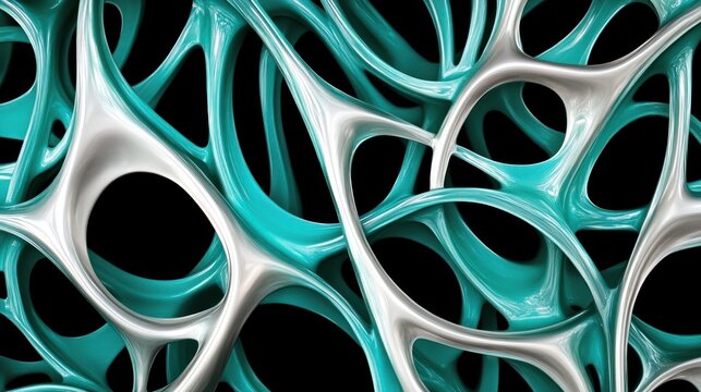 Abstract Teal and Silver Organic Structure Design