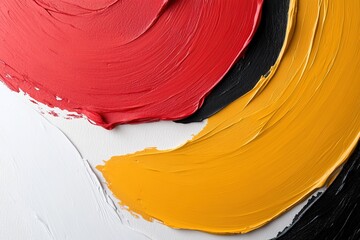 Poster - layers of fiery red, golden yellow, and deep orange swirl over a contrasting base, leaving a vibrant