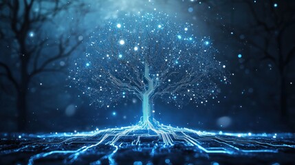 Poster - A Digital Tree of Light Glowing in the Dark Forest