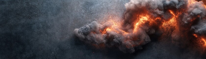 Poster - An intense border of red, orange, and golden smoke swirls dramatically, mimicking fire's essence against a contrasting dark gray background, creating a captivating visual